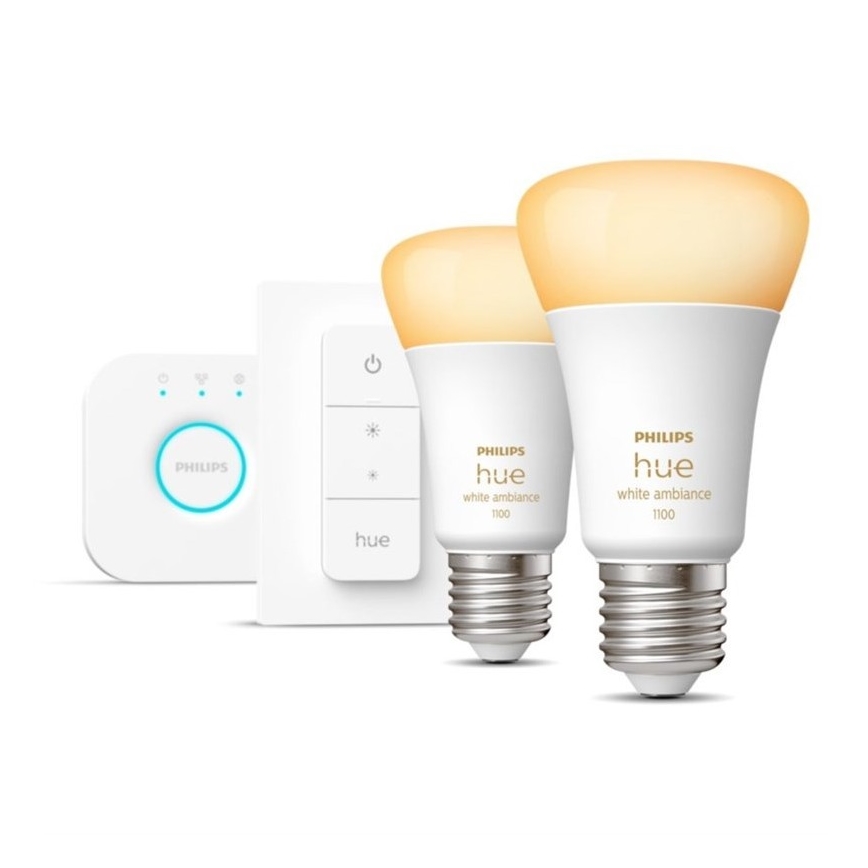 Стартов пакет Philips Hue WHITE AMBIANCE 2xE27/8W/230V + взаимосвързващо устройство