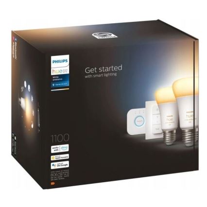Стартов пакет Philips Hue WHITE AMBIANCE 2xE27/8W/230V + взаимосвързващо устройство