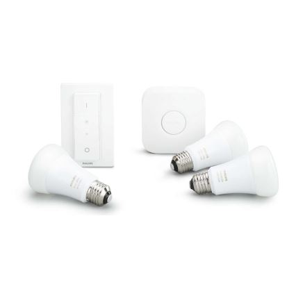 Стартов комплект Philips Hue STARTER KIT WHITE 3xE27/9W 2700K + Hue Bridge и димерен ключ