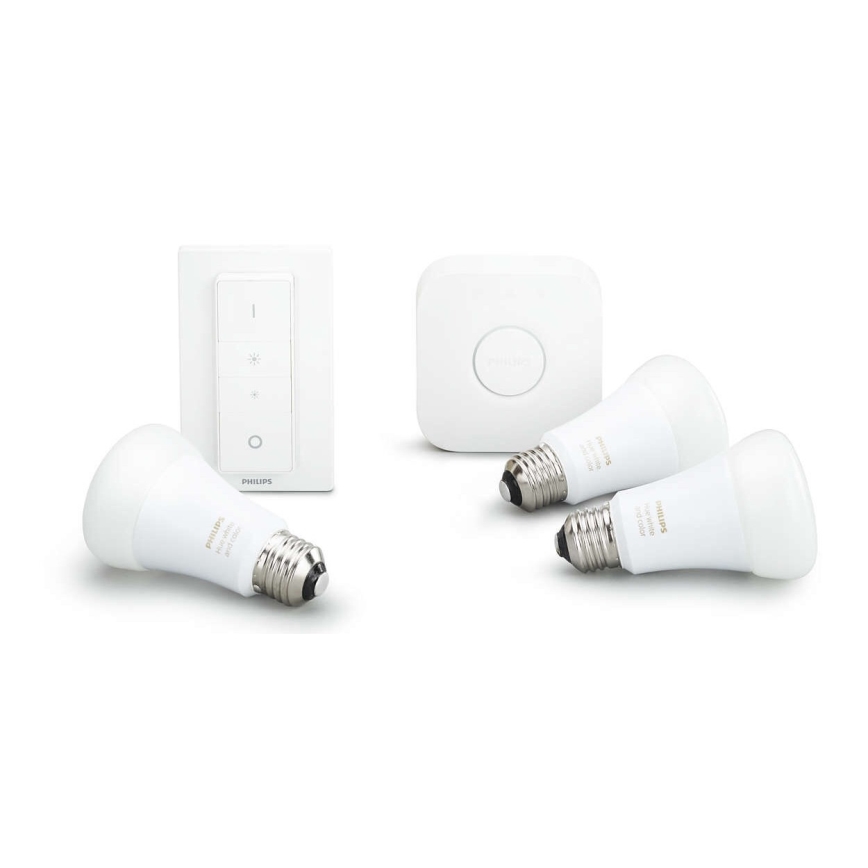 Стартов комплект Philips Hue STARTER KIT WHITE 3xE27/9W 2700K + Hue Bridge и димерен ключ