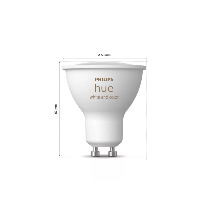Стартов комплект Philips Hue WHITE AND COLOR AMBIANCE 3xGU10/4,2W 2000-6500K + Hue bridge и димиращ ключ