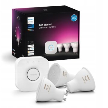 Стартов комплект Philips Hue WHITE AND COLOR AMBIANCE 3xGU10/4,2W/230V 2200-6500K + Hue bridge