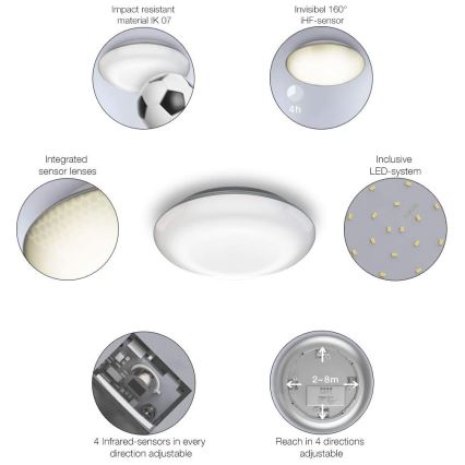 Steinel 057602 - LED Екстериорна лампа със сензор QUATTRO LED/9,8W/230V 3000K IP54