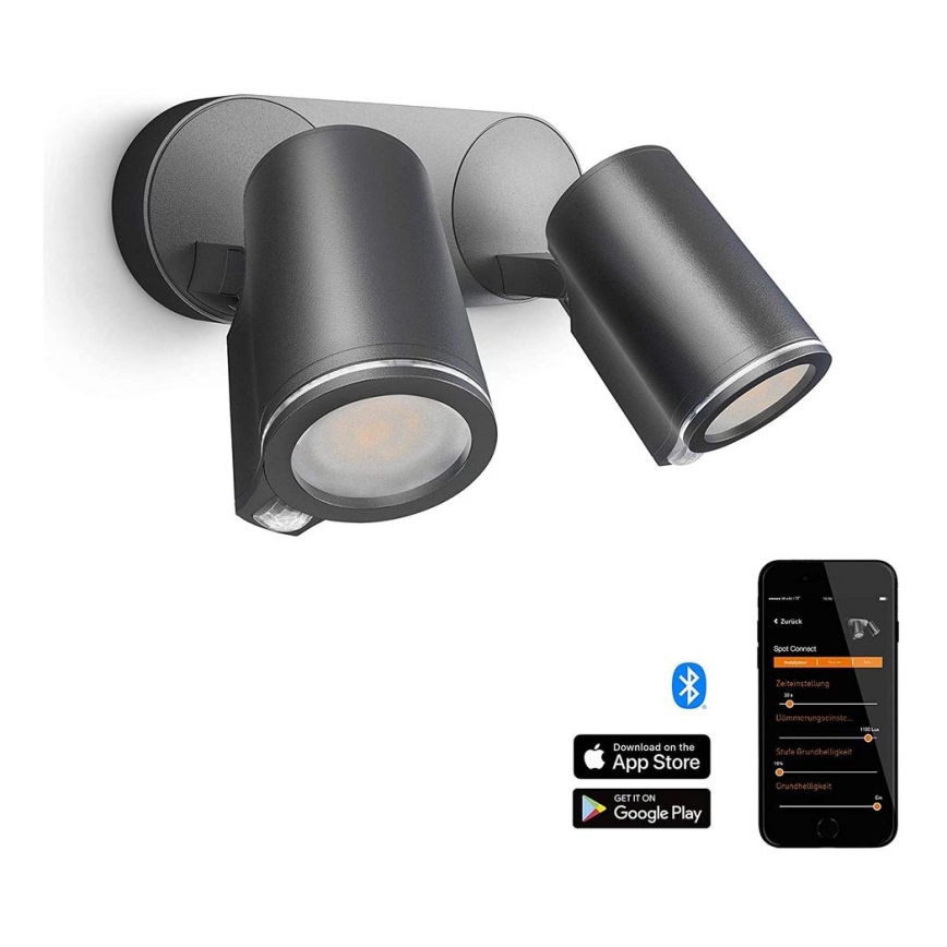 STEINEL 058654 - LED Екстериорен аплик със сензор SPOT DUO 2xGU10/7,5W/230V IP44