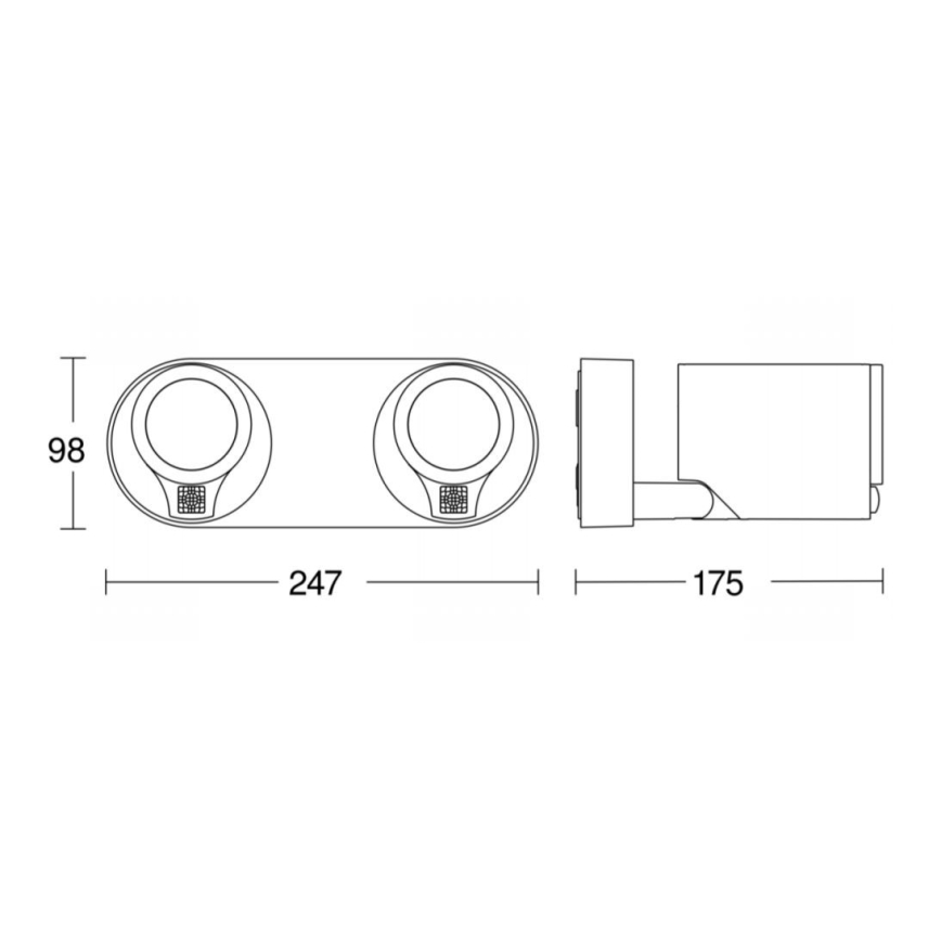 STEINEL 058654 - LED Екстериорен аплик със сензор SPOT DUO 2xGU10/7,5W/230V IP44