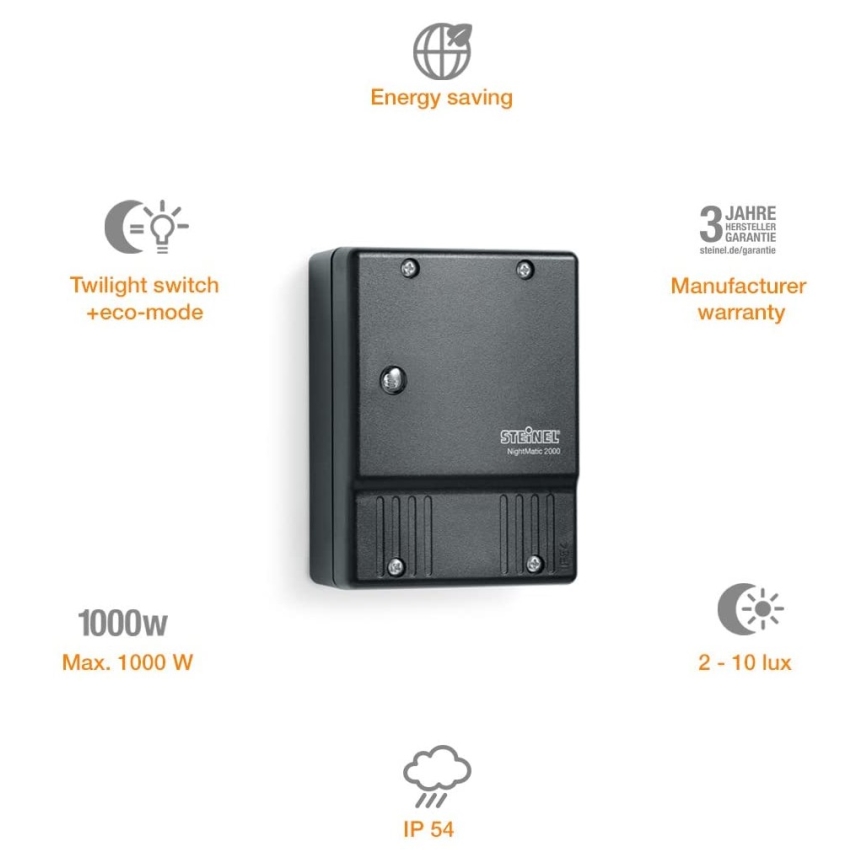 STEINEL 550318 - Сензор за здрач NightMatic 2000 черен IP54