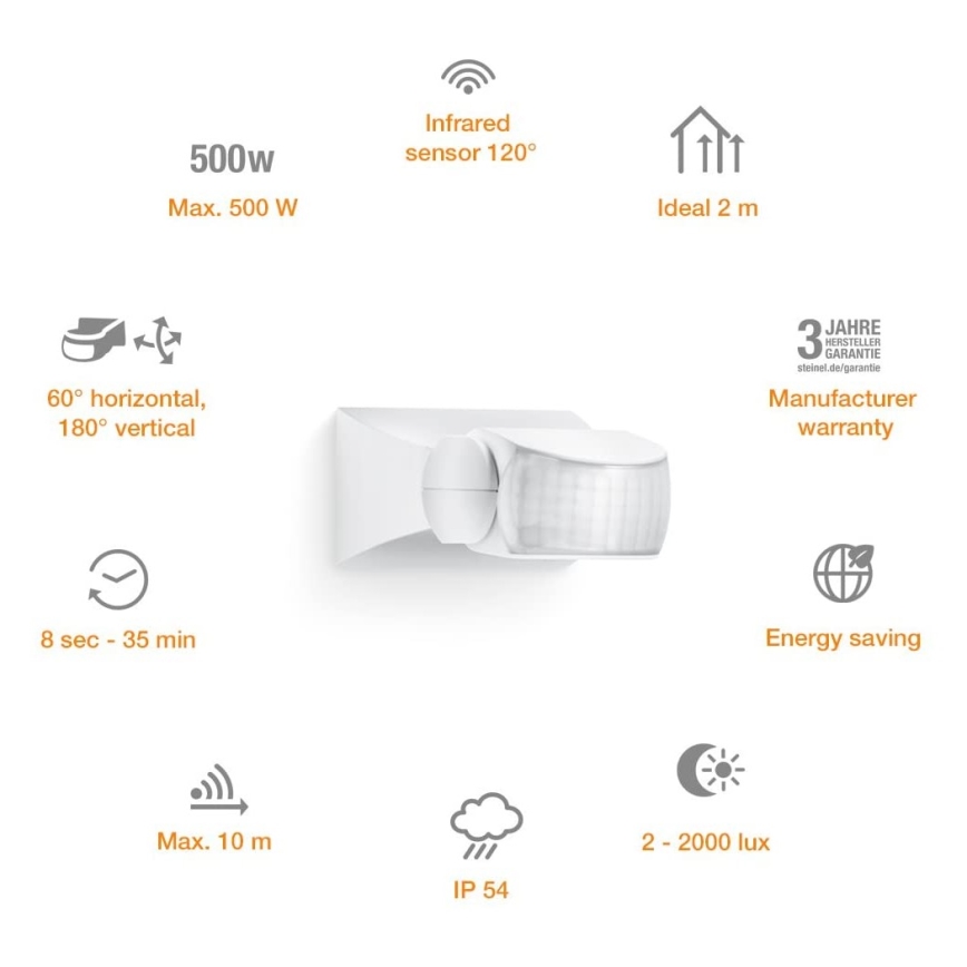 STEINEL 600310 - Инфрачервен детектор за движение IS-1 бял IP54