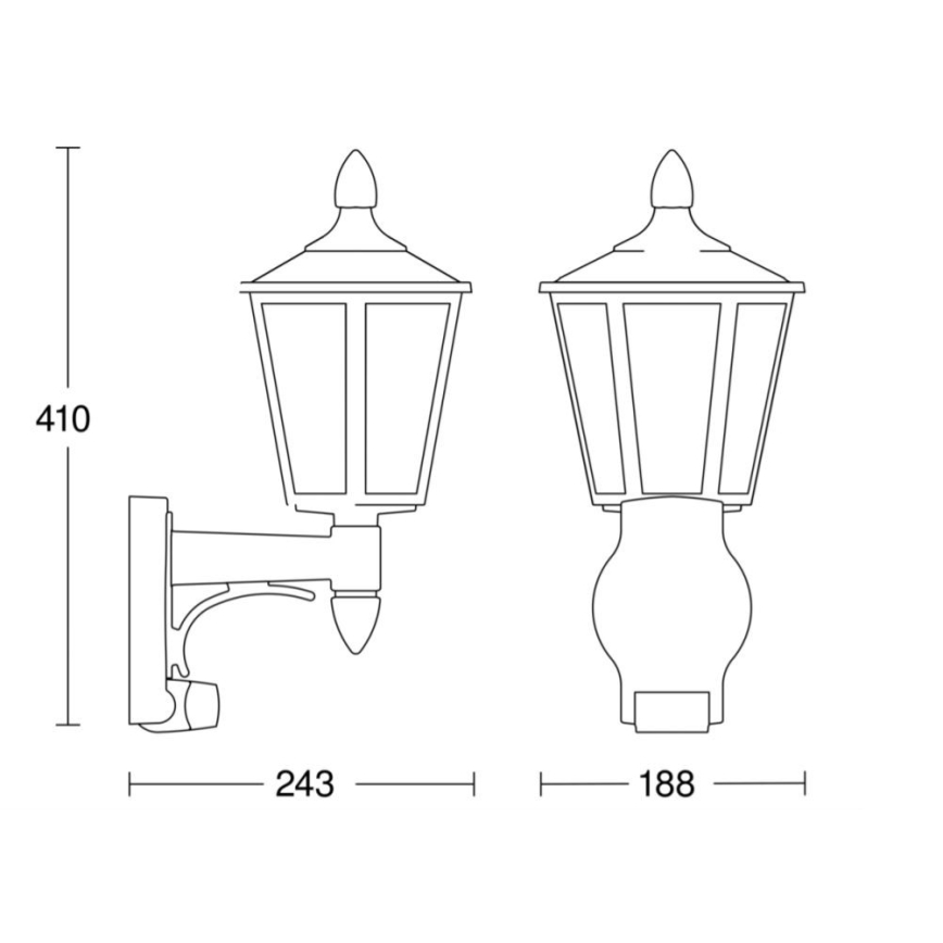 Steinel 617813 - Екстериорен аплик със сензор L 15 1xE27/60W/230V IP44