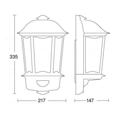Steinel 644512 - Екстериорен аплик със сензор L 190 S 1xE27/100W/230V IP44
