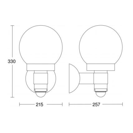 Steinel 657413 - Екстериорен аплик със сензор L 115 S 1xE27/60W/230V IP44