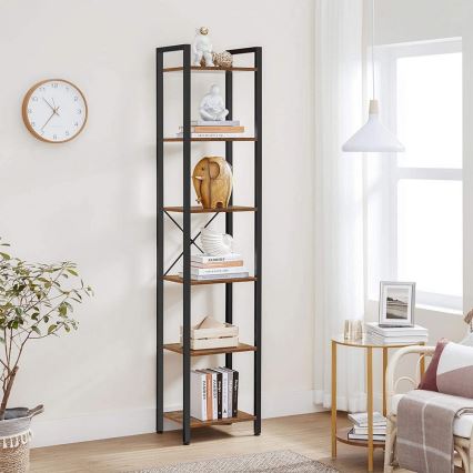 Стелаж NAVARO 40x179x30 см кафяв/черен