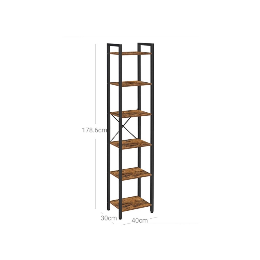 Стелаж NAVARO 40x179x30 см кафяв/черен