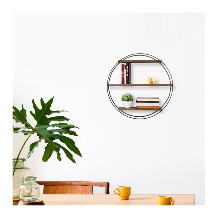 Стенно рафтче TULIPA 60x15 см смърч/черно