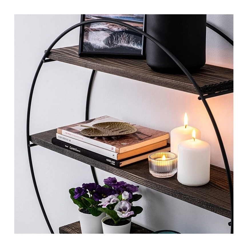 Стенно рафтче TULIPA 60x15 см смърч/черно