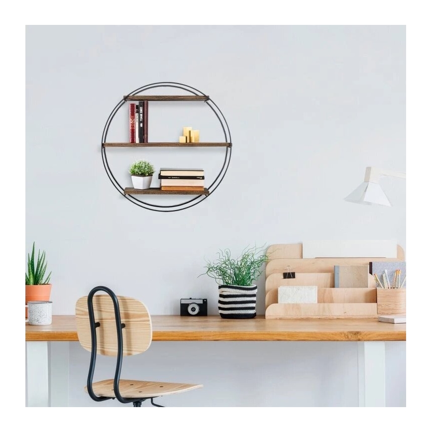 Стенно рафтче TULIPA 60x15 см смърч/черно