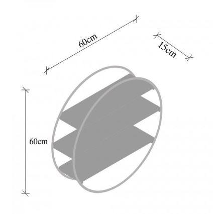 Стенно рафтче TULIPA 60x15 см смърч/черно