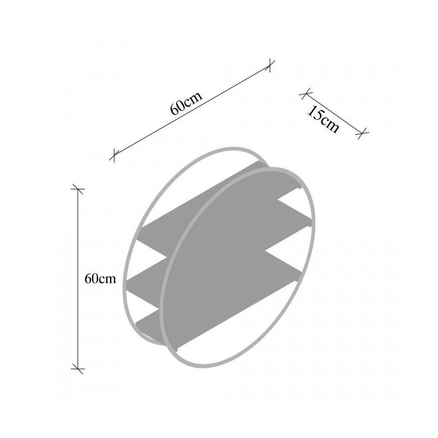 Стенно рафтче TULIPA 60x15 см смърч/черно