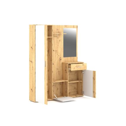 Стена за антре с огледало NOLAN дъб artisan/бял