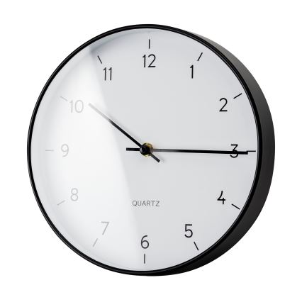 Стенен часовник Ø 25 см, 1xAA, черно/бяло