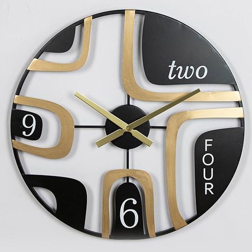 Стенен часовник 1xAA Ø 60 см черен/златист