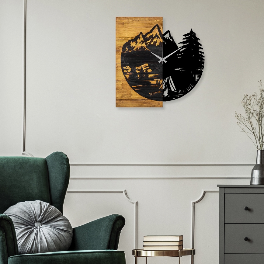 Стенен часовник 56x58 см 1xAA дърво/метал