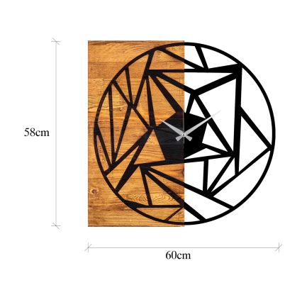 Стенен часовник 60x58 см 1xAA дърво/метал