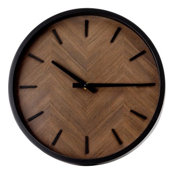 Стенен часовник Ø 30 см, 1xAA, черен/кафяв