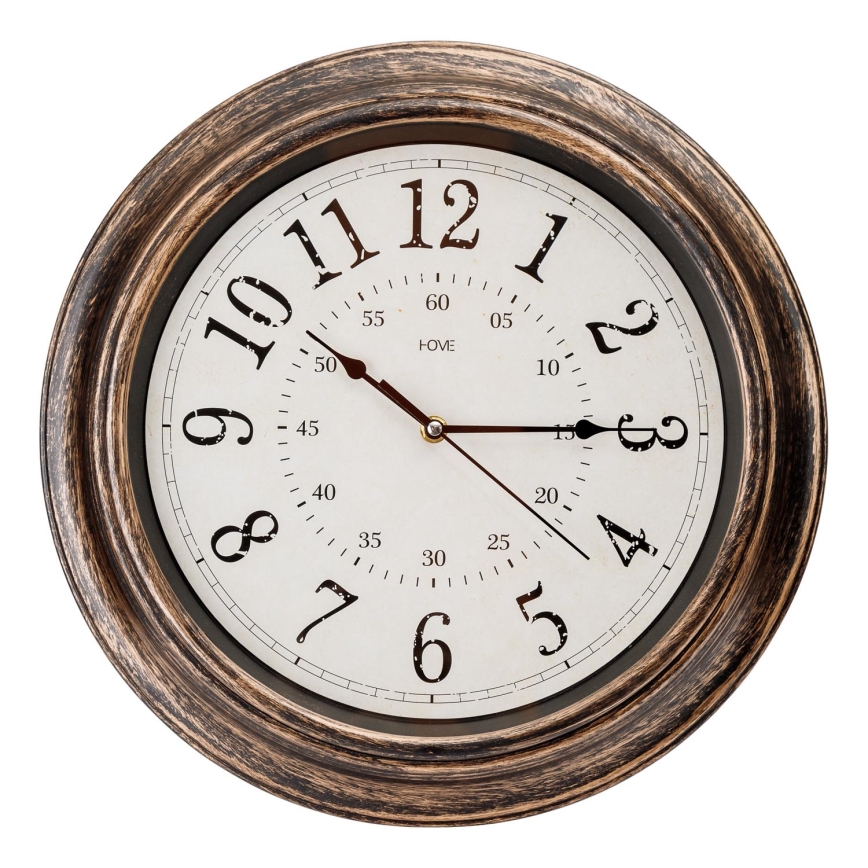 Стенен часовник Ø 40 см, 1xAA, бронзов/бял