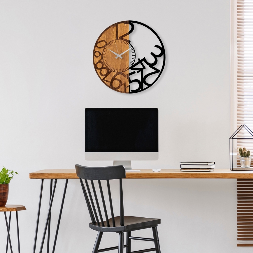 Стенен часовник Ø 56 см 1xAA дърво/метал