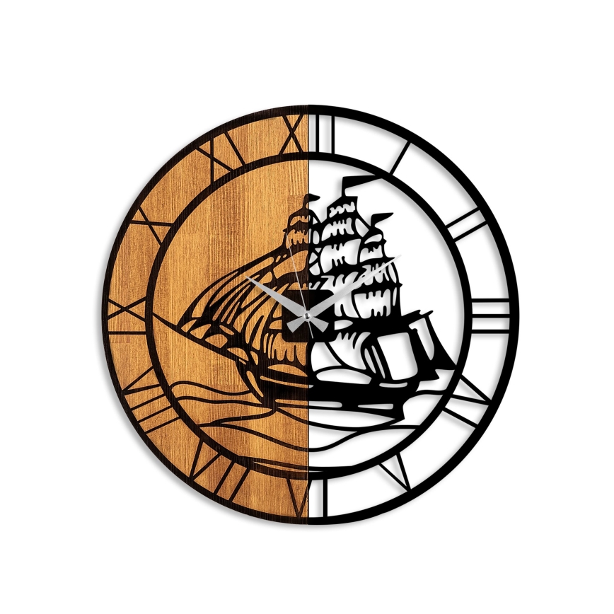 Стенен часовник Ø 56 см 1xAA дърво/метал