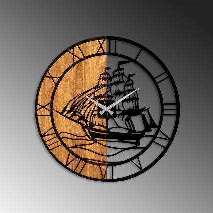 Стенен часовник Ø 56 см 1xAA дърво/метал