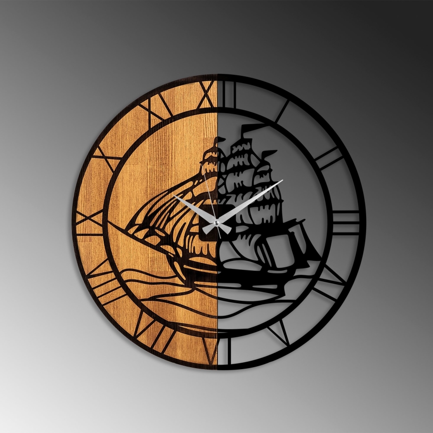 Стенен часовник Ø 56 см 1xAA дърво/метал