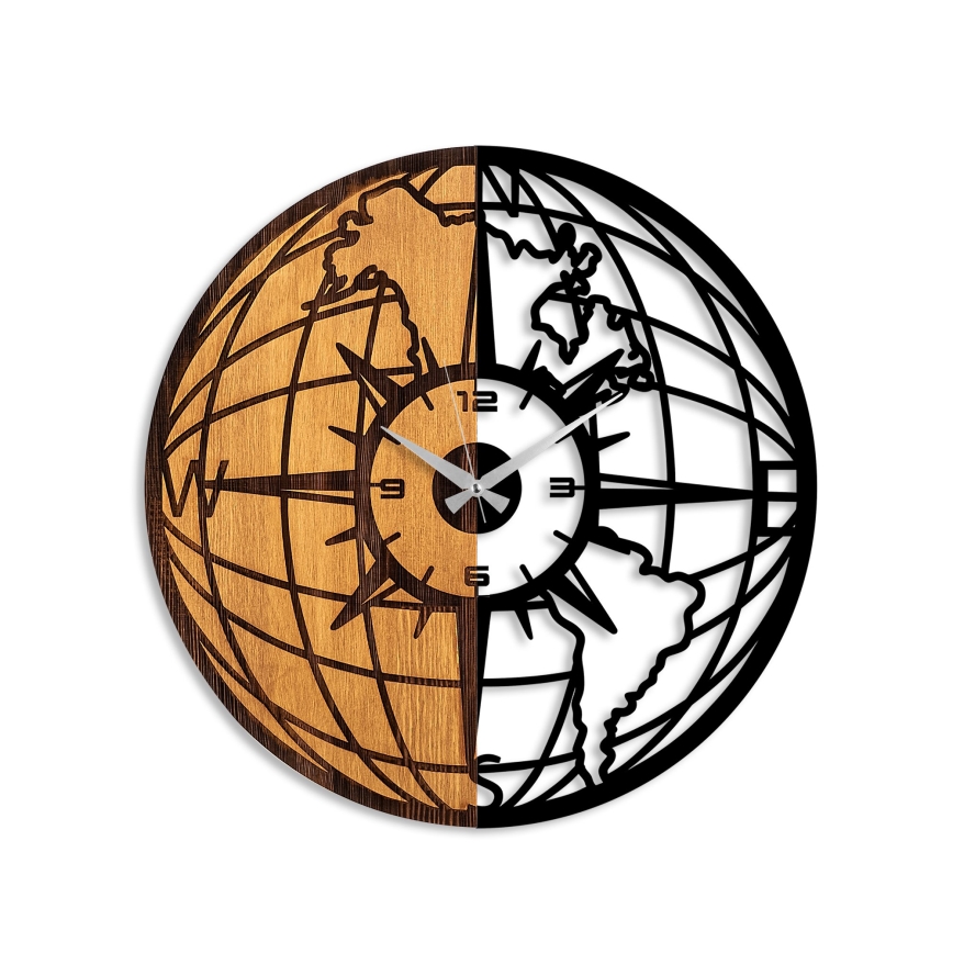 Стенен часовник Ø 56 см 1xAA дърво/метал