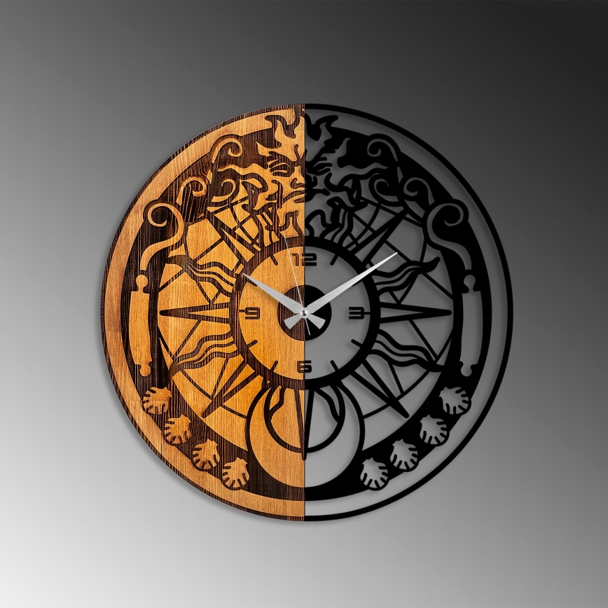 Стенен часовник Ø 56 см 1xAA дърво/метал