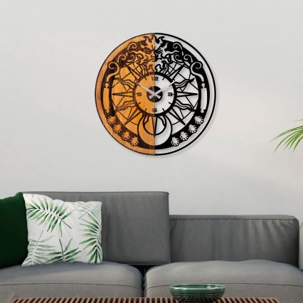 Стенен часовник Ø 56 см 1xAA дърво/метал