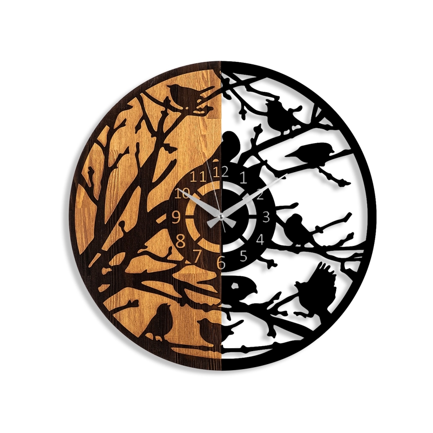 Стенен часовник Ø 56 см 1xAA дърво/метал