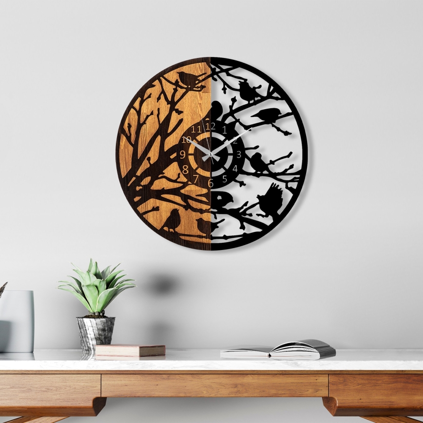Стенен часовник Ø 56 см 1xAA дърво/метал