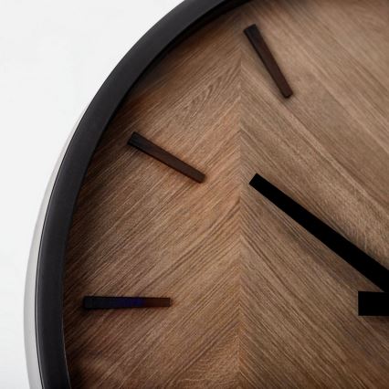 Стенен часовник Ø 30 см, 1xAA, черен/кафяв