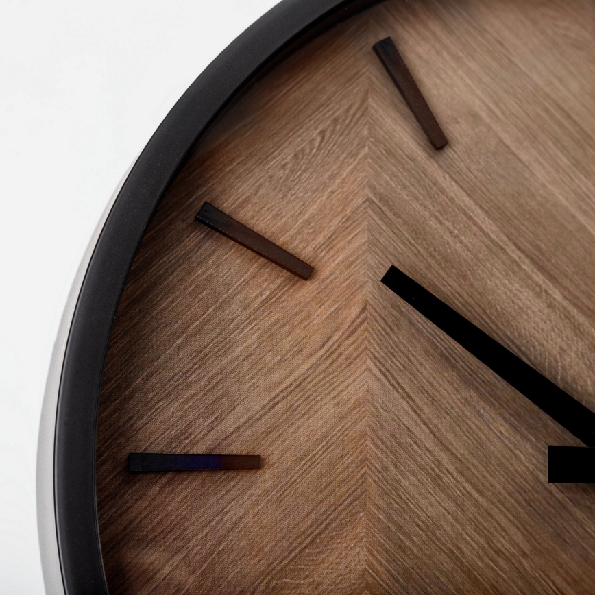 Стенен часовник Ø 30 см, 1xAA, черен/кафяв