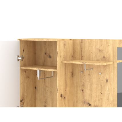 Стенен модул за антре с огледало NOLAN дъб artisan/бяла