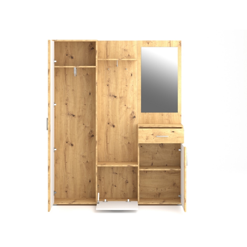 Стенен модул за антре с огледало NOLAN дъб artisan/бяла