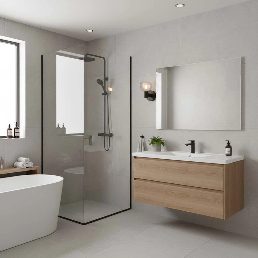 Стенен осветител за баня POLA 1xG9/5W/230V IP44 черен/прозрачен