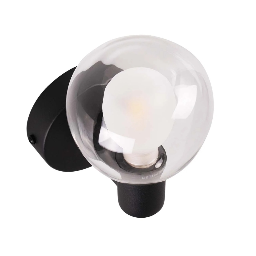 Стенен осветител за баня POLA 1xG9/5W/230V IP44 черен/прозрачен
