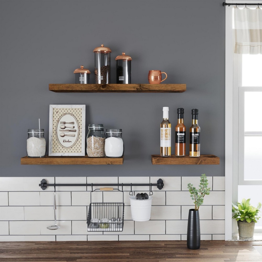 Стенен рафт SHELFY в кафяво