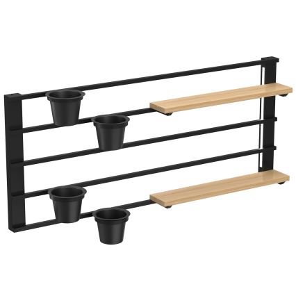 Стенен рафт със саксии за цветя и LED осветление SHELF 50x118 см черен/бежов/бор