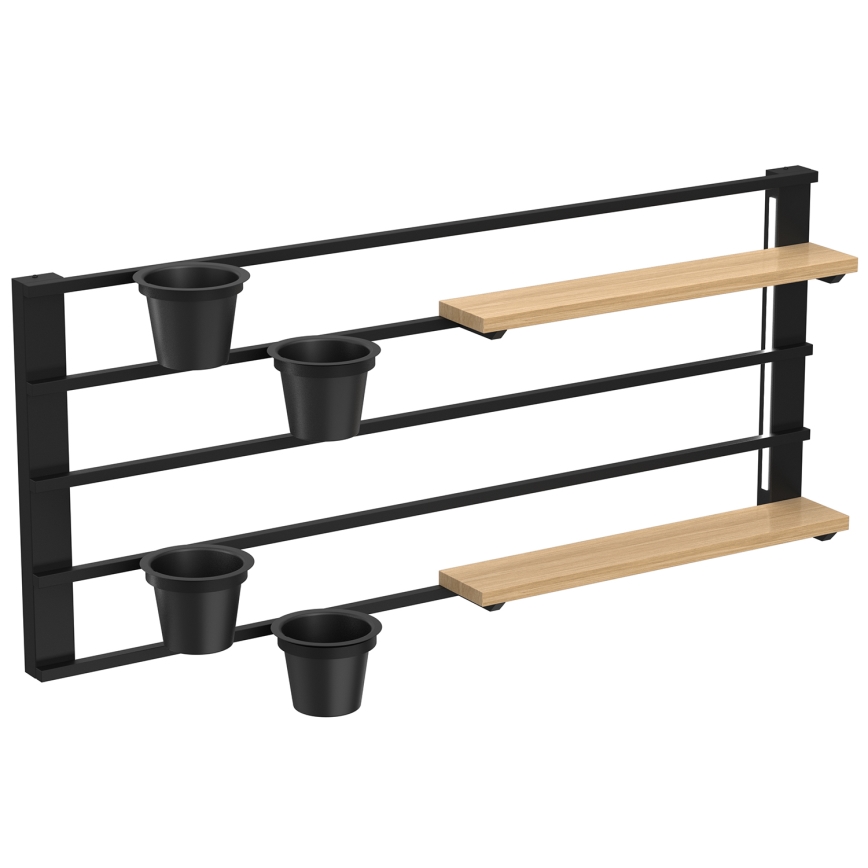 Стенен рафт със саксии за цветя и LED осветление SHELF 50x118 см черен/бежов/бор