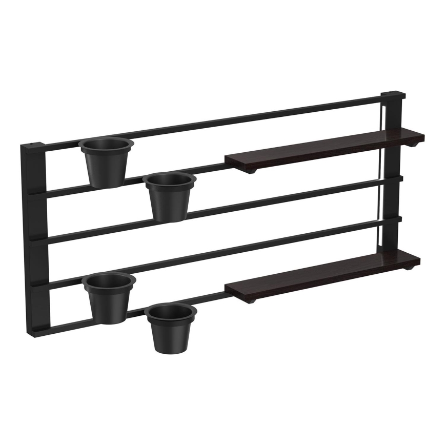 Стенен рафт със саксии за цветя и LED осветление SHELF 50x118 см черен/бор
