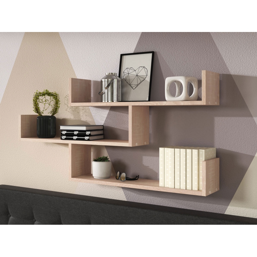 Стенен рафт TRIO 119x55x18 см дъб сонома