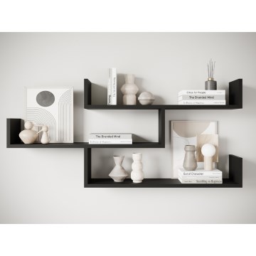 Стенен рафт TRIO 55x119 см черен графит