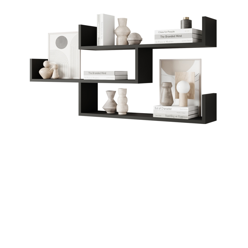 Стенен рафт TRIO 55x119 см черен графит